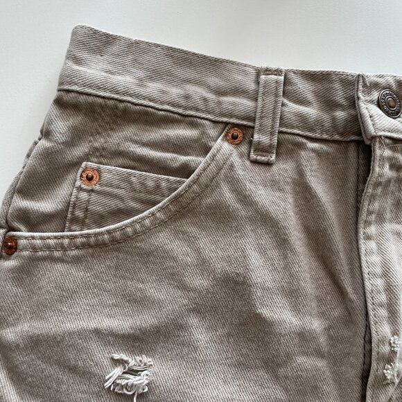 Levi's Orange Tab Denim Distressed Shorts High Rise Tan 25 - Picture 4 of 8